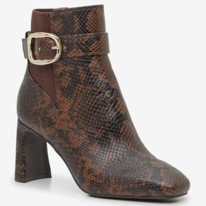 Chic Snakeskin Ankle Boots • Luxe Gold Hardware